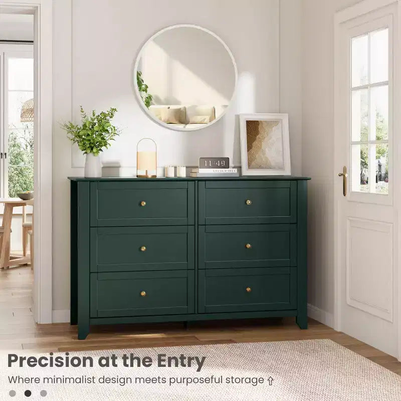 6 Drawer Dresser for Bedroom, Large Dresser with Deep Drawers & Metal Knobs, Modern Wooden Chests of Drawers for Entryway, Hallway