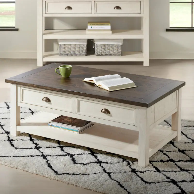The Gray Barn Downington Solid Wood 2-Drawer Coffee Table