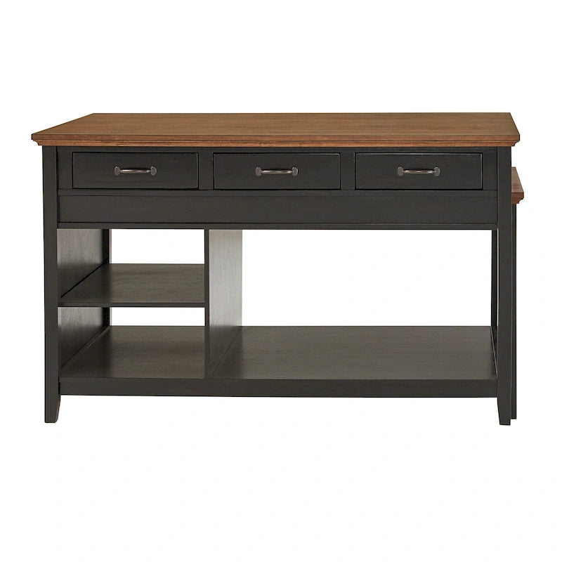 Eleanor Two-Tone Antique Finish Extendable Kitchen Island with 3 Drawers by iNSPIRE Q Classic