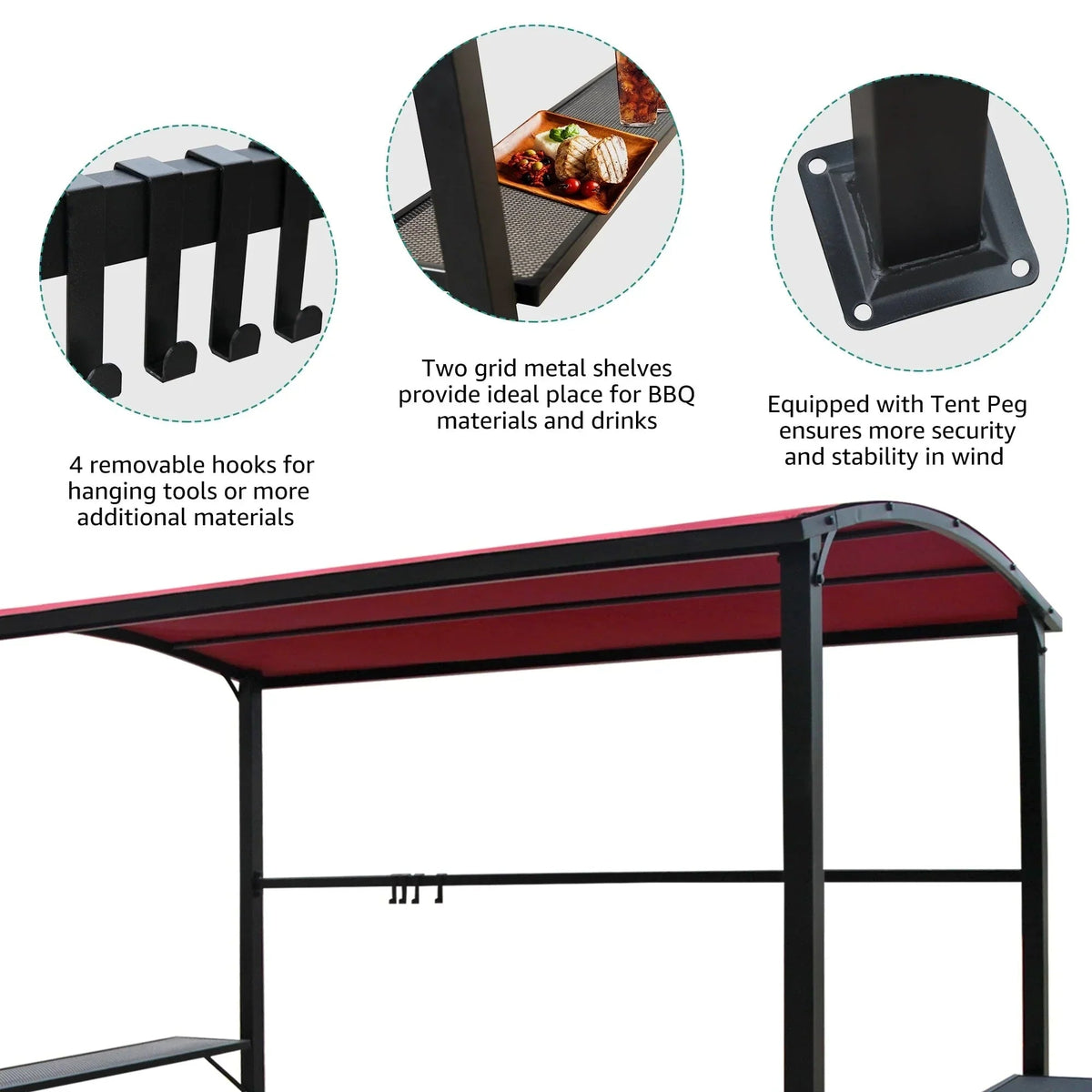 Outdoor 5 ft. x 8 ft. Steel Frame Grill Gazebo Canopy Barbecue Shelter
