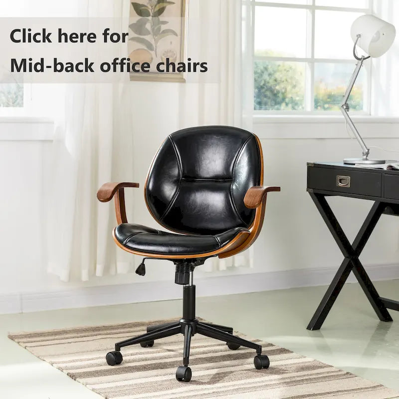 Glitzhome Leatherette Adjustable Swivel Desk Office Chair with Armrest Ergonomic Design