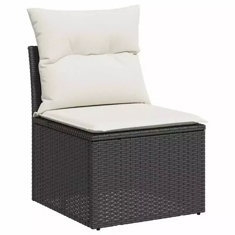 vidaXL 4 Piece Patio Sofa Set with Cushions Poly Rattan Acacia