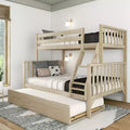 Max & Lily Bunk Bed Twin over Full with Trundle, Solid Wood Scandinavian Style Bunk Beds for Kids