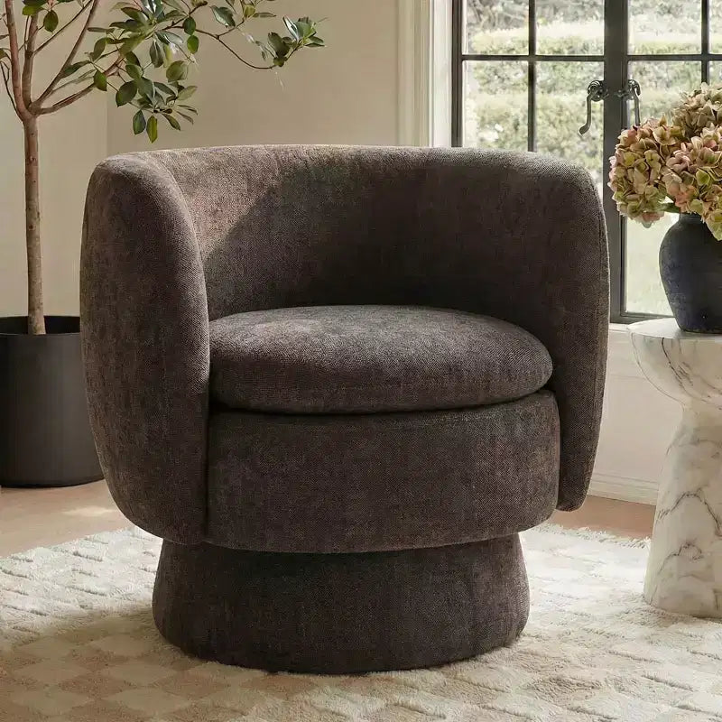Set of 2 Modern Swivel Barrel Chair with Upholstered Fabric, 360 Rotating Accent Lounge Chair for Living Room, Bedroom-Panipeachy
