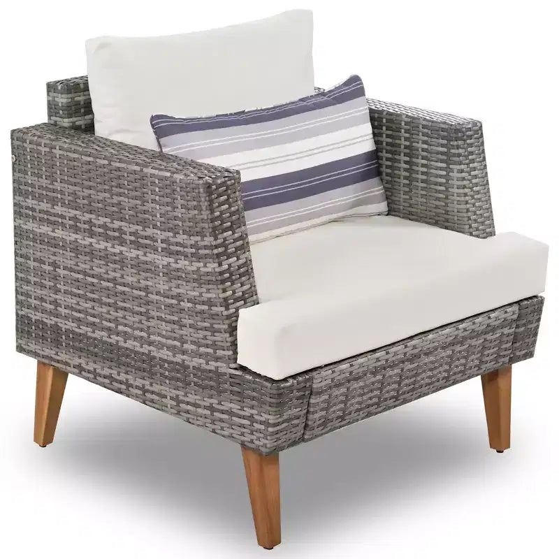 Whisen 6-Pieces All Weather PE Wicker Sofa Set, Outdoor Rattan sofa With Double Cushions