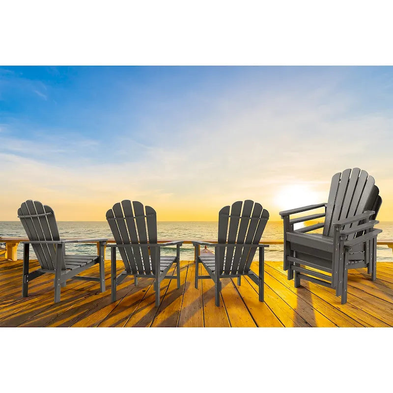 Vrakae 6 Pcs Patio HDPE All-Weather Stacking Adirondack Chair