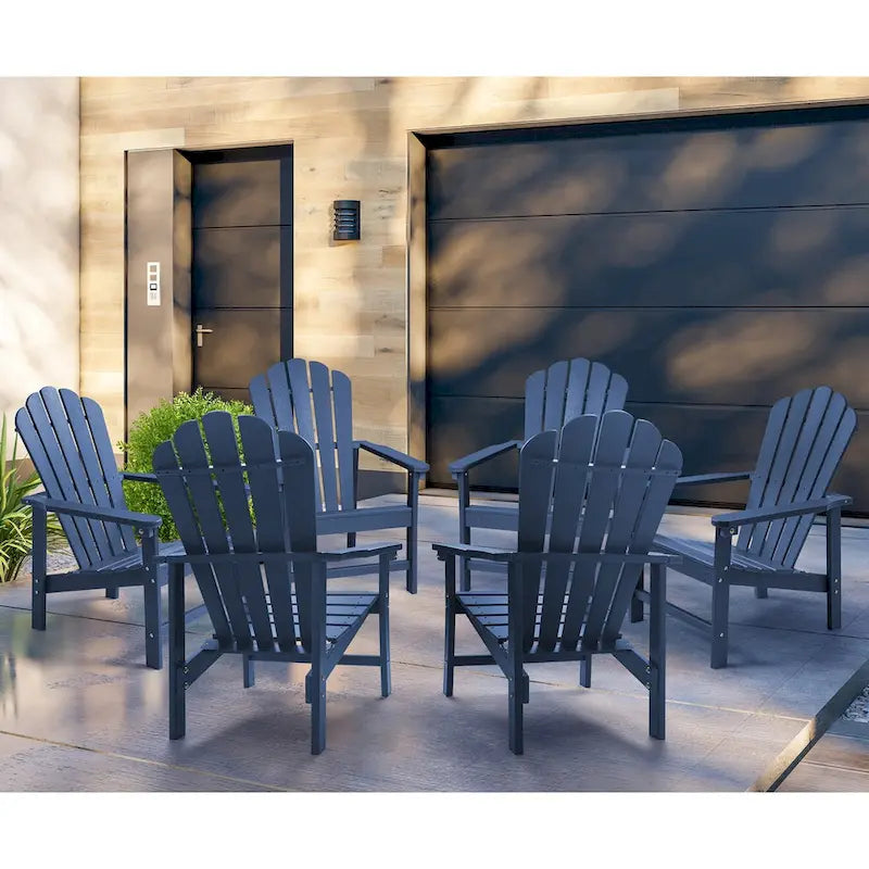 Vrakae 6 Pcs Patio HDPE All-Weather Stacking Adirondack Chair