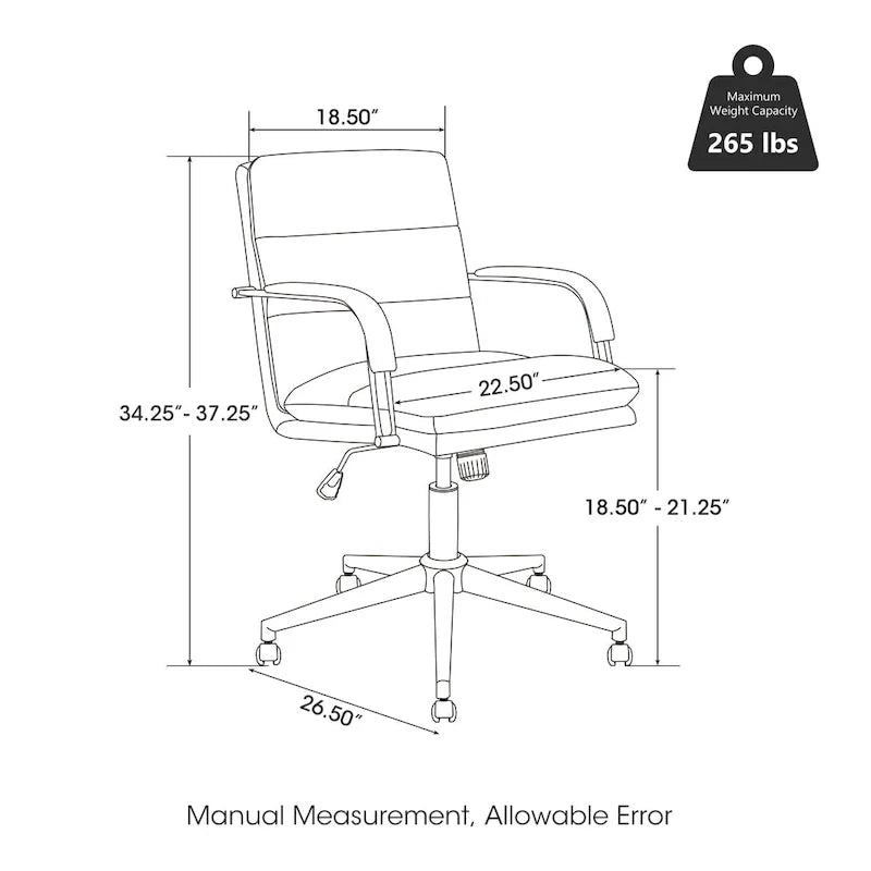 Glitzhome Leatherette Adjustable Swivel Desk Office Chair with Armrest Ergonomic Design