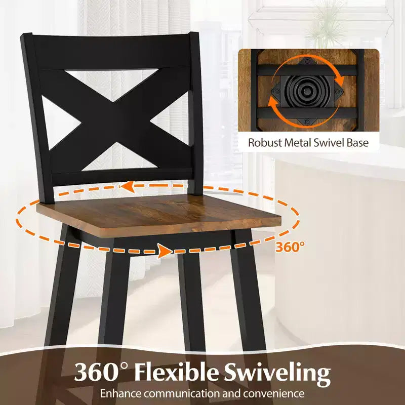 Costway 24 Swivel Barstools Set of 4 w/Backrest Large Seat Footrest for Kitchen Island