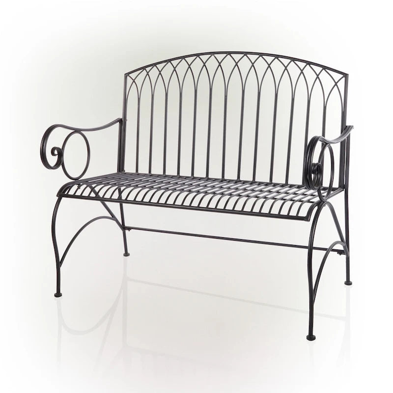 Alpine Corporation 44L Indoor/Outdoor 2-Person Classic Metal Garden Bench