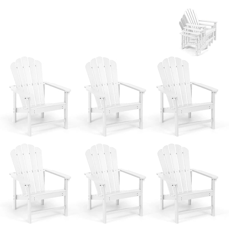 Vrakae 6 Pcs Patio HDPE All-Weather Stacking Adirondack Chair
