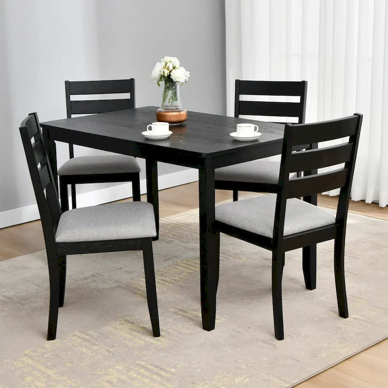 Slat Back Wood Dining Chairs Set of 4
