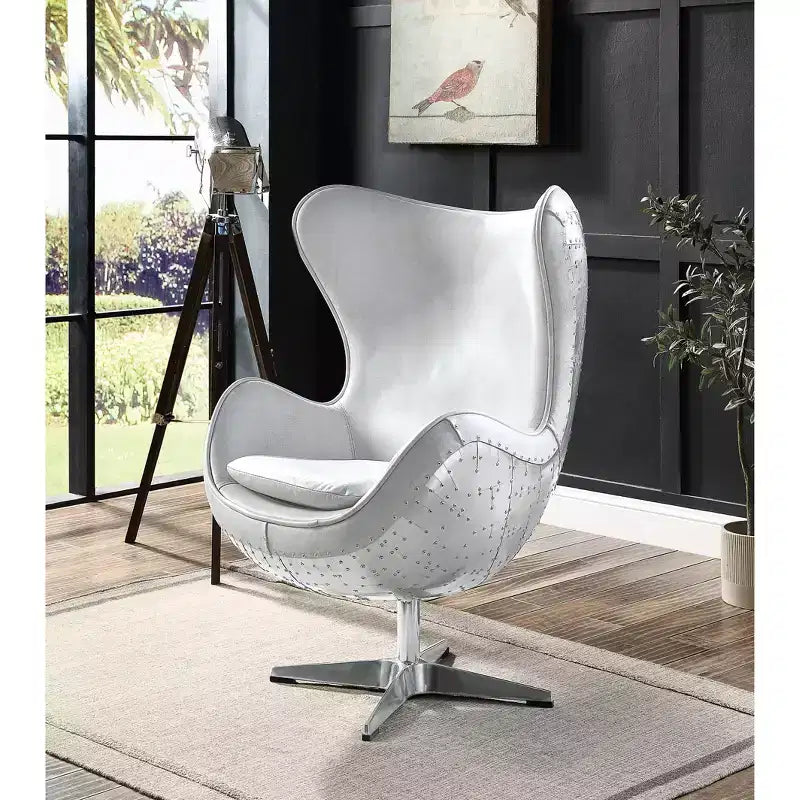33.5 Brancaster Accent Chair: Acme Furniture, No Assembly, Swivel Base, Wood Composite