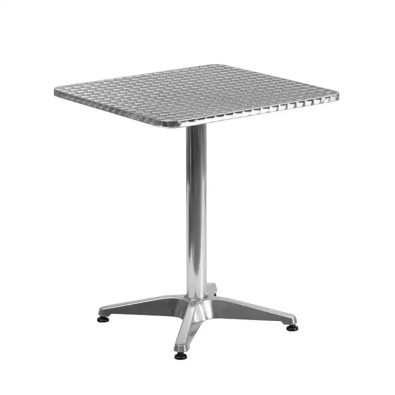 Emma and Oliver 23.5 Square Aluminum Table Set with 4 Slat Back Chairs