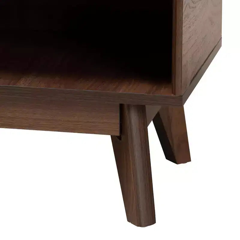 Delaire Mid-Century Modern Walnut Brown Finished Wood Shoe Cabinet