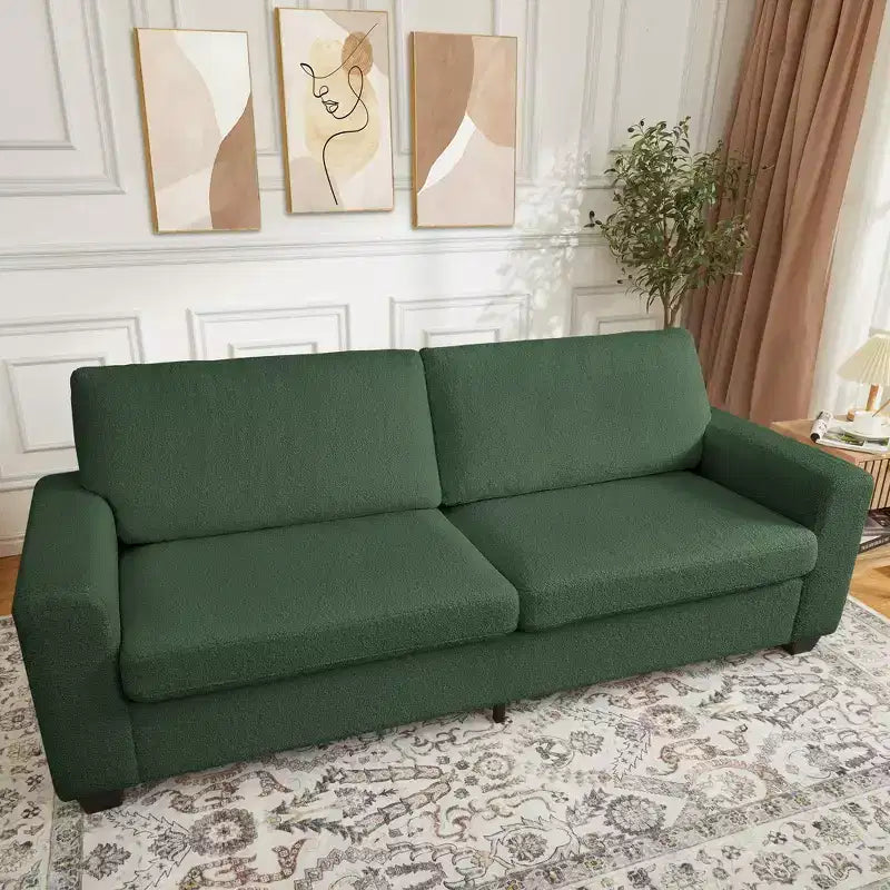 83W Modern 3-Seater Sofa with Deep Seat, Soft Fabric, Wide Armrest, Removable Washable Cushion Cover