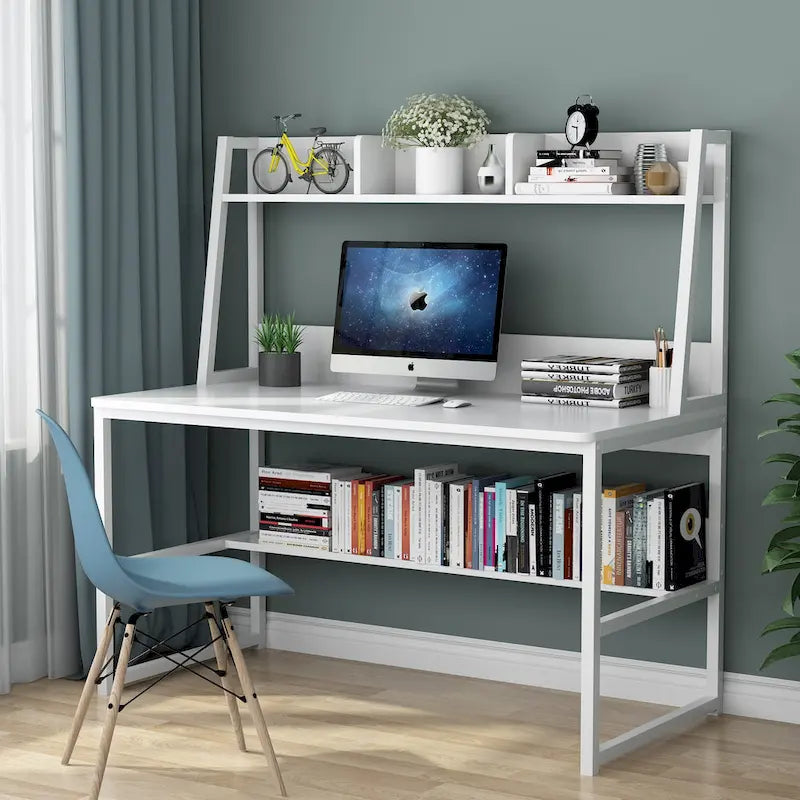 47 Inch Modern Computer Desk with Hutch and Bookshelf