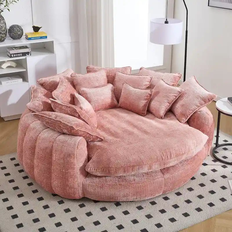 Comfortable Oversized Double Loaf High Back Round Sofa Bed with Armrests