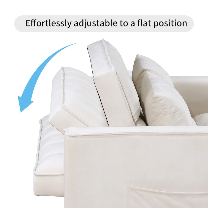 Classic 55 Width Pull Out Tufted Convertible Loveseat Sleeper Sofa Bed - 55W x 68L x 20H