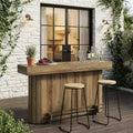 Lantine Bar Table, 63-Inch Wooden Home Bar Unit with Metal Footrest, Pub Table with Storage Shelves for Living Room, Bistro, Dining Room (Brown)