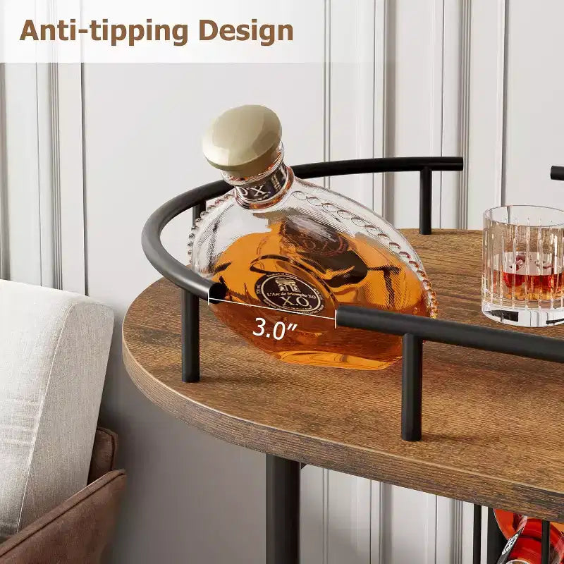 Bar Carts with 4-Tiers Storage ShelvesMobile Bar Seving Carts On Wheels with Wine Rack and Glass Holder for Kitchen, Dining Room, Living Room