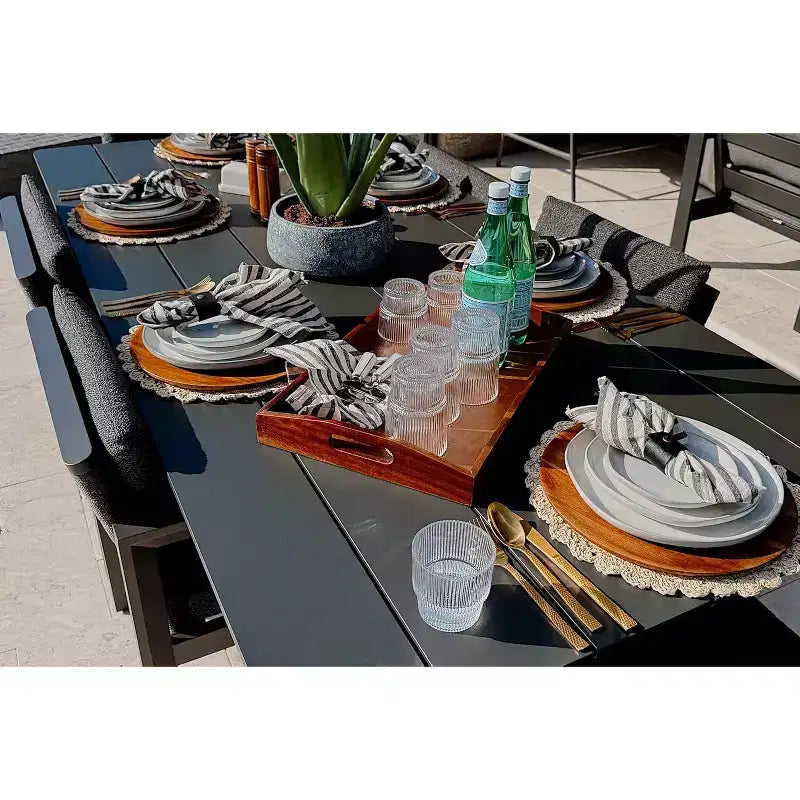 PURPLE LEAF Outdoor Dining Set Aluminum Luxury Patio Furniture Table and Chairs Set with Removable Thick Cushion