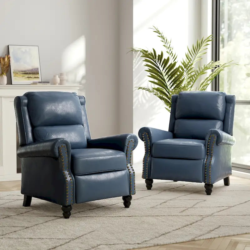 2 Set Modern Padded Seat Recliner Chair with PU Leather/Fabric