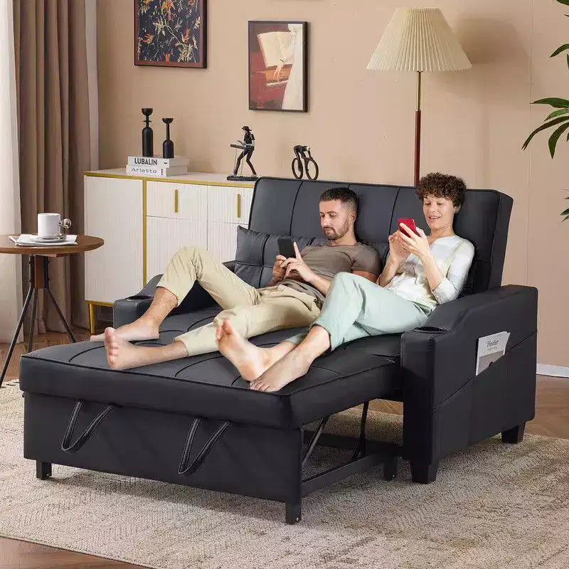 Upholstered Cats Claw Leather Convertible Reclining Sleeper Sofa Bed With Cushions For Small Spaces