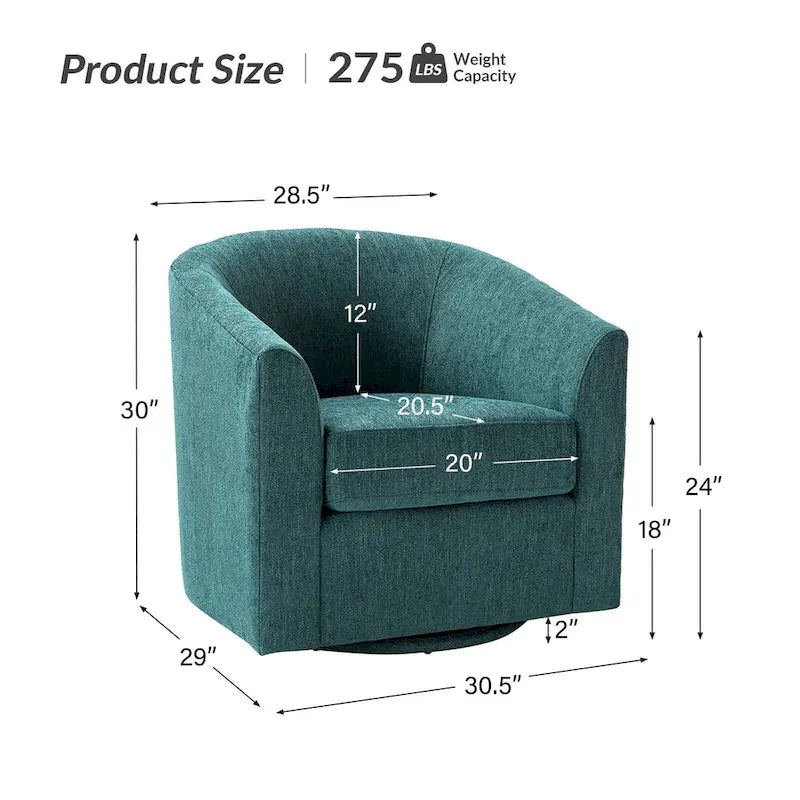 Cuenca Modern Upholstered Barrel Chair with Swivel Base Set of 2