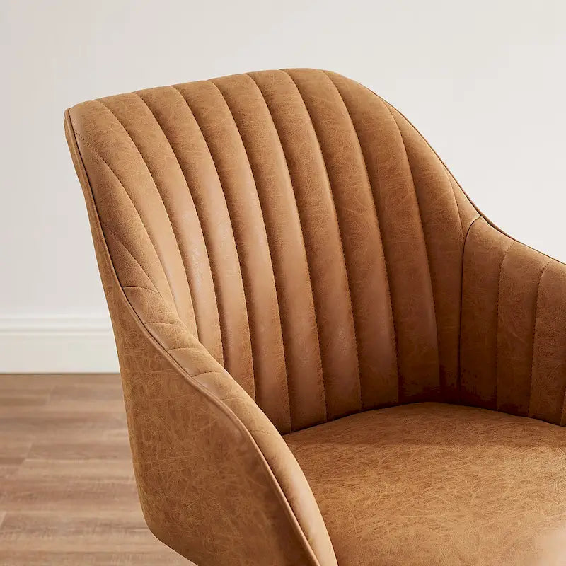 Modern Home Office Swivel Arm Accent Chair with Wood Legs