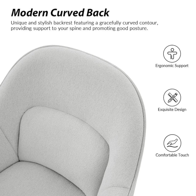 Victoria Curved Backrest 0ffice Chair Rotatable With Casters And Metal Base by HULALA HOME