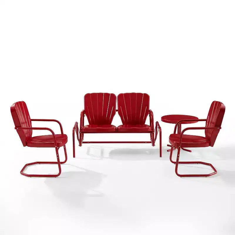Ridgeland 4pc Outdoor Metal Conversation Set - Red - Crosley