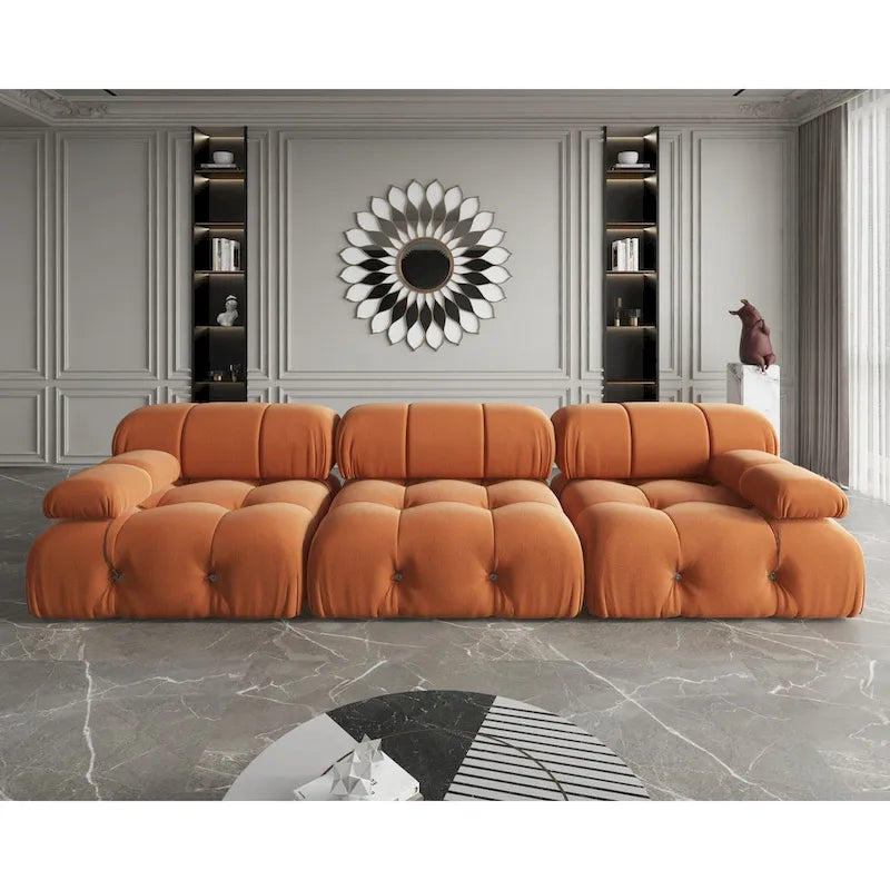 Velvet 3-seater Reversible Modular Sofa