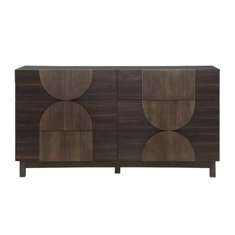 6-Drawer Modern Geometric Dresser, Half-Circle Accent Wide Storage Chest for Bedroom & Living Room