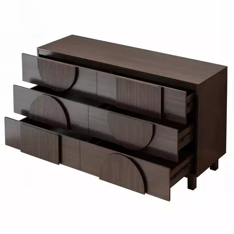 6-Drawer Modern Geometric Dresser, Half-Circle Accent Wide Storage Chest for Bedroom & Living Room