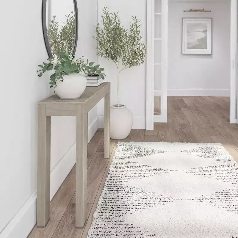Plank+Beam 46 Modern Solid Wood Console Table, Narrow Entryway Table, Behind The Couch