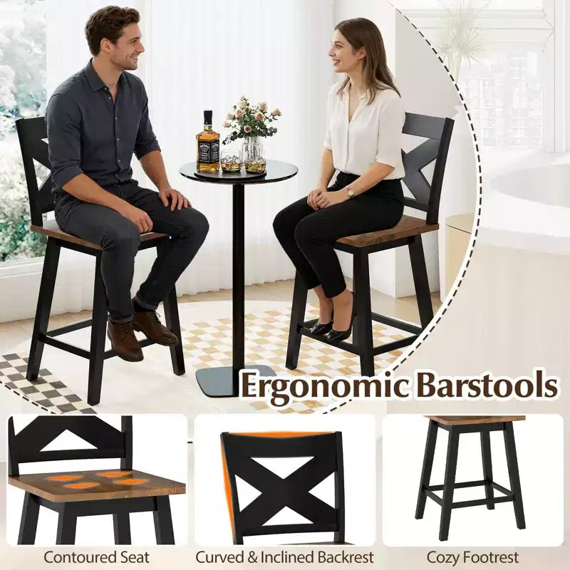 Costway 24 Swivel Barstools Set of 4 w/Backrest Large Seat Footrest for Kitchen Island