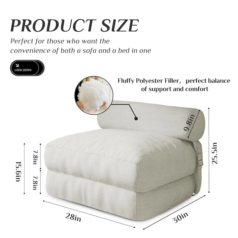 WOWMAX Convertible Folding Sofa Bed Folding Chair Bed with Back Bolster
