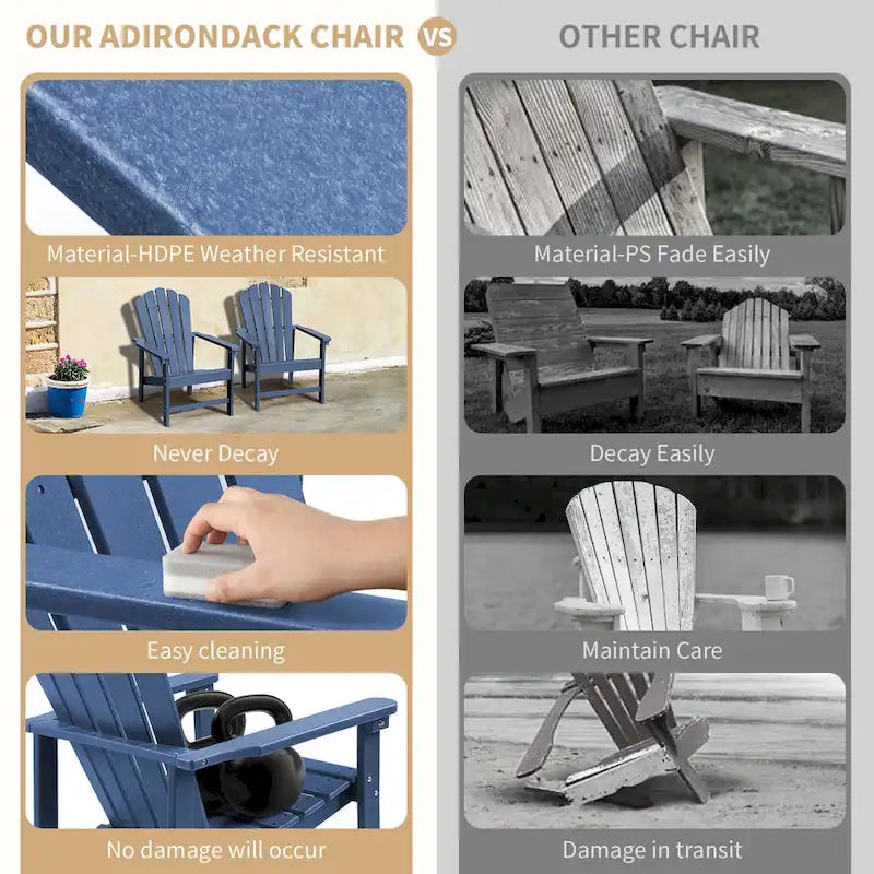 Vrakae 6 Pcs Patio HDPE All-Weather Stacking Adirondack Chair