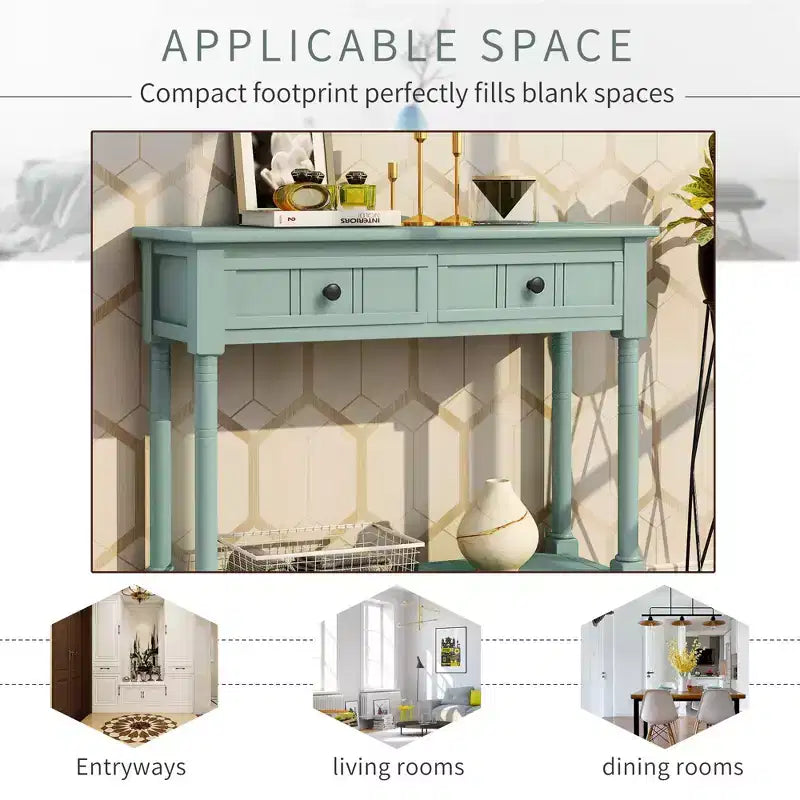 The Misty Moon Daisy Series Console Table Traditional Design with Two Drawers and Bottom Shelf (Espresso)