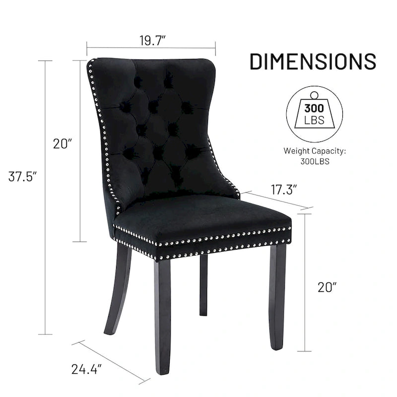 Dining Chairs Set of 6, Luxury Upholstered Velvet Kitchen Chairs Side Chair with Padded Seat Back and Solid Wood Legs - N/A