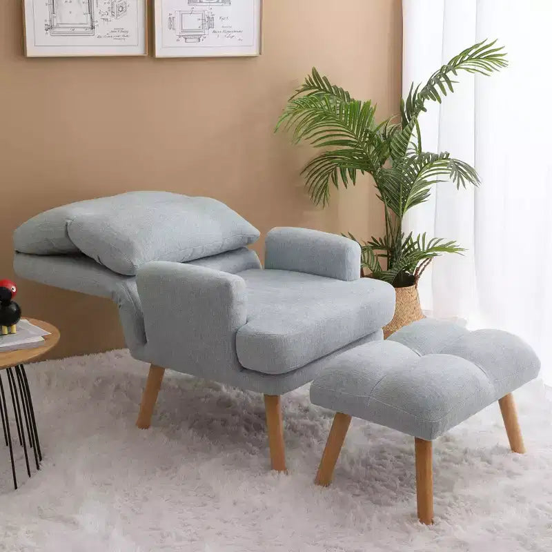 Okak Modern Accent Chair Living Room Chair with Ottoman and Adjustable Backrest Comfy Upholstered Armchair for Lounge Office Bedroom
