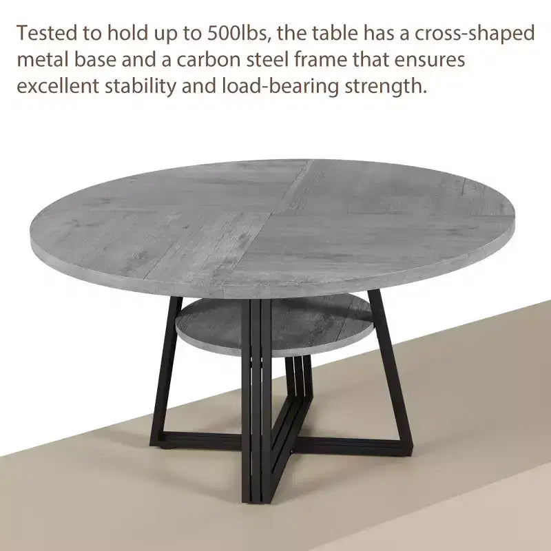 47 Round Dining Table for 4, Kitchen Dining Room Circle Dinner Pedestal Table, Space Saving Wood Kitchen & Dining Room Furniture