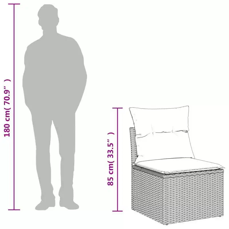 vidaXL 9 Piece Patio Sofa Set with Cushions Gray Poly Rattan