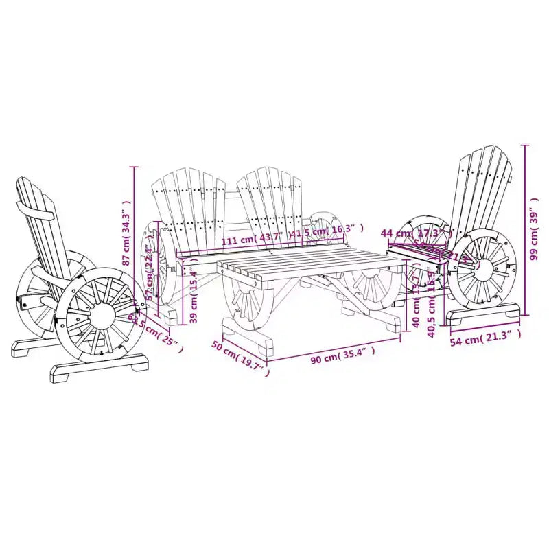 vidaXL Patio Lounge Set Outdoor Garden Seat Furniture 4 Piece Solid Wood Fir