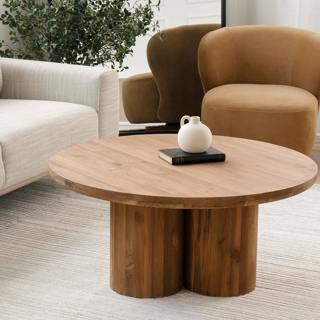 Modern Teak Coffee Table with Round - Living Room | 39