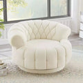 Modern Swivel Accent Chair with Thick Cushioning, Chenille Round Club Chair, 360 Rotating Barrel Chair for Living Room or Apartment-Panipeachy