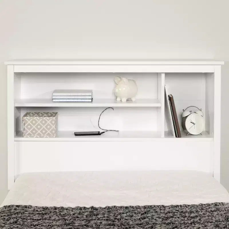 Twin Vito Kids Bookcase Headboard Pure White - South Shore: Modern Twin Headboard with Shelves, Particle Board