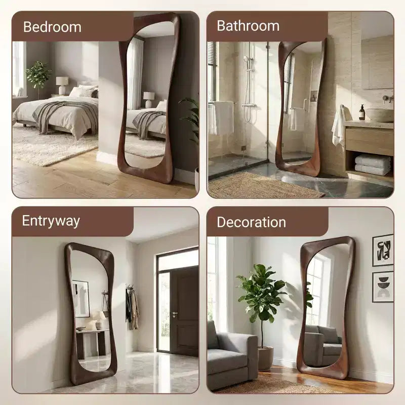 Dovelina 71H*31W Asymmetrical Full Length Mirror Decorative Leaning Mirror Modern Bathroom Mirror for Living Room Dining Room Entryway Bedroom
