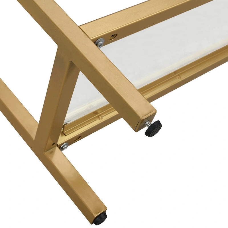 Carolina Living Chrysalis 3 Tier Glass Top Console Table - Gold